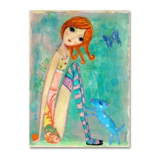 Wyanne 'Big Eyed Girl Play Nice' Canvas Art, 24x32, Trademark Fine Art, Mfr#: ALI8181-C2432GG